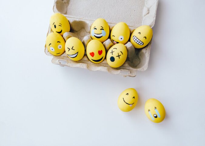 yellow painted eggs